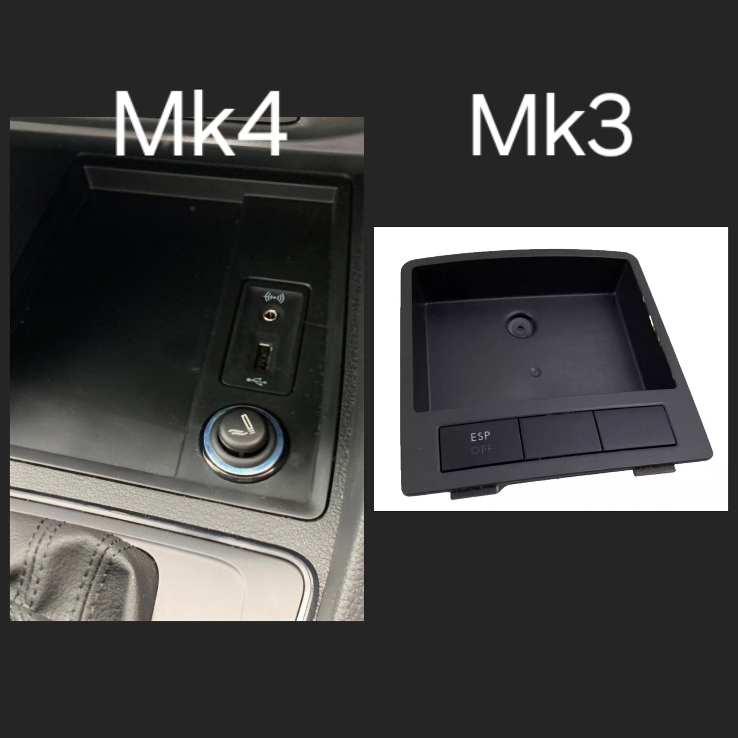 Caddy or Touran cupholder + coin tray in POE effect